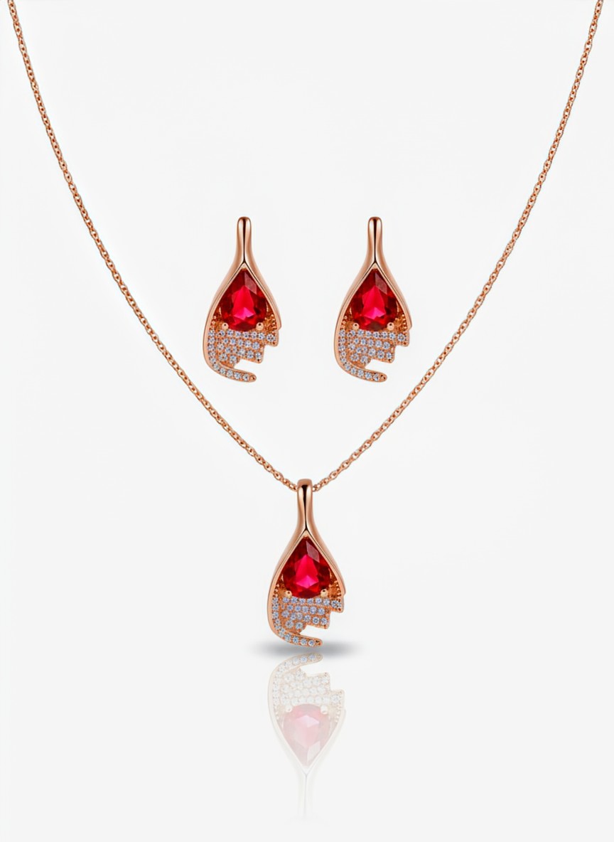 Rhinestone Pendant Necklace and Earrings