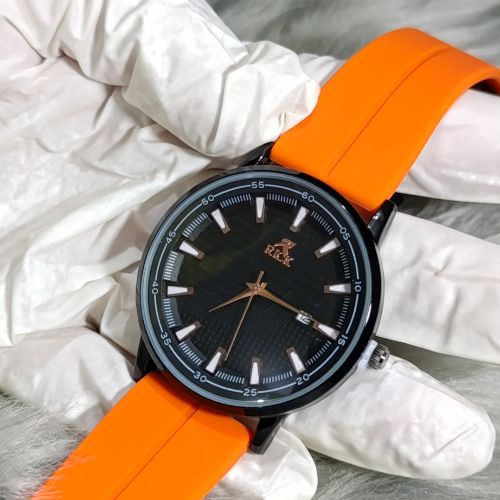 Bold orange strap design of Rick casual men’s watch