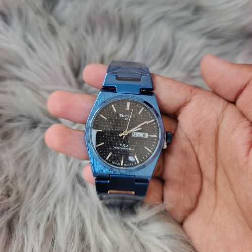 Complete Tissot PRX 1853 all blue men’s watch set with accessories