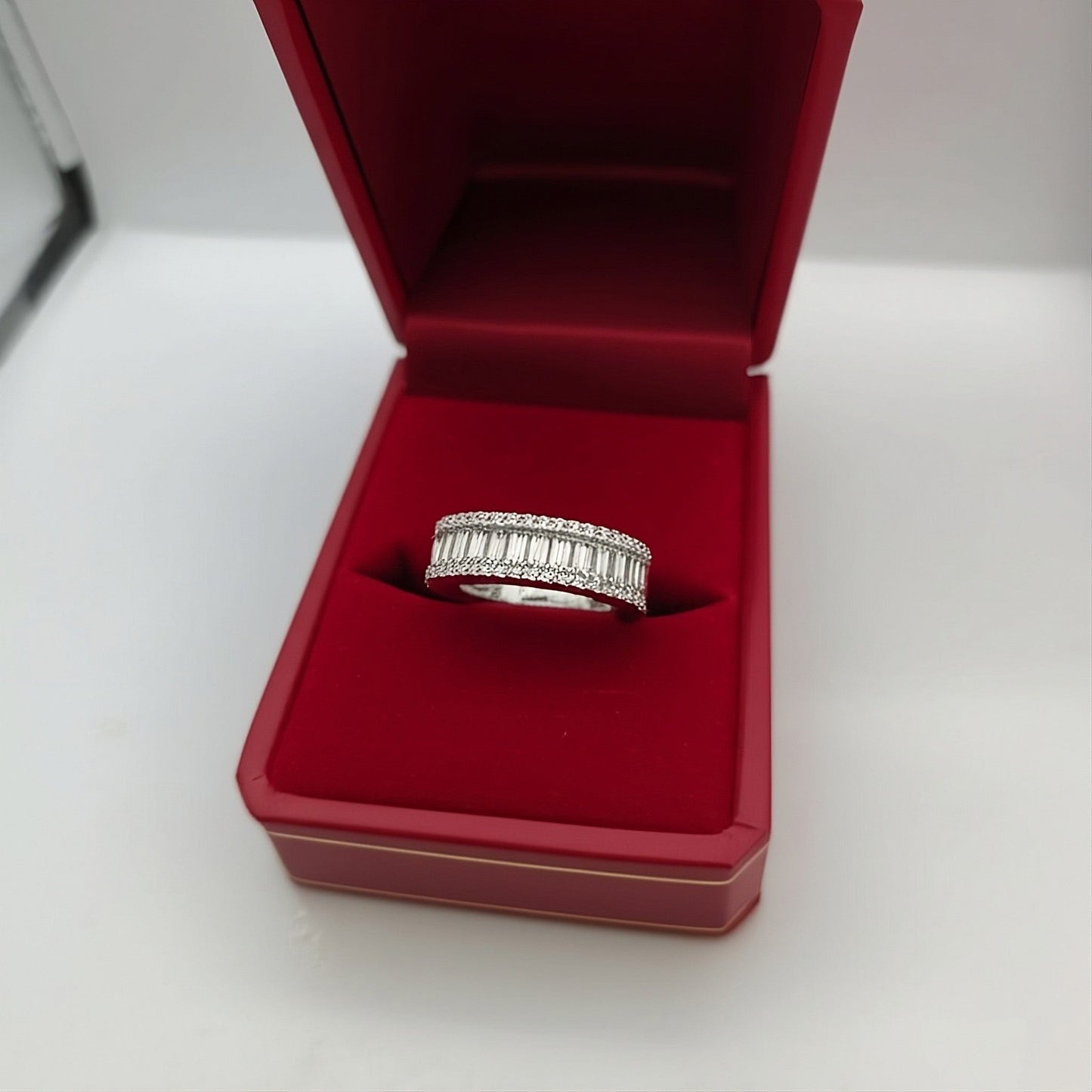 Baguette and Round Silver Ring