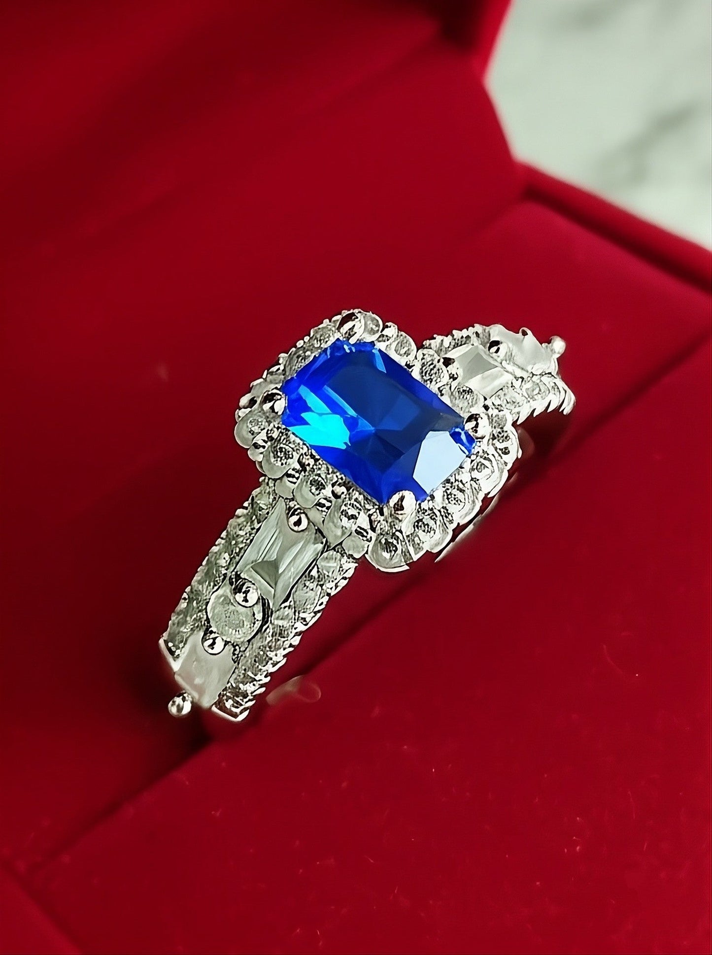 Joint Ring Square Rhinestone Lady Promise Wedding Band Ring