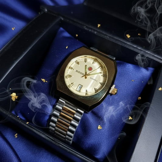 Rodd Classic Gold Dial Watch – Two-Tone Stainless Steel Bracelet & Date Display