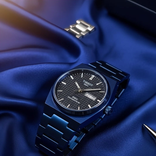 Tissot PRX 1853 – All Blue Men’s Watch with Black Textured Dial | Premium Quartz