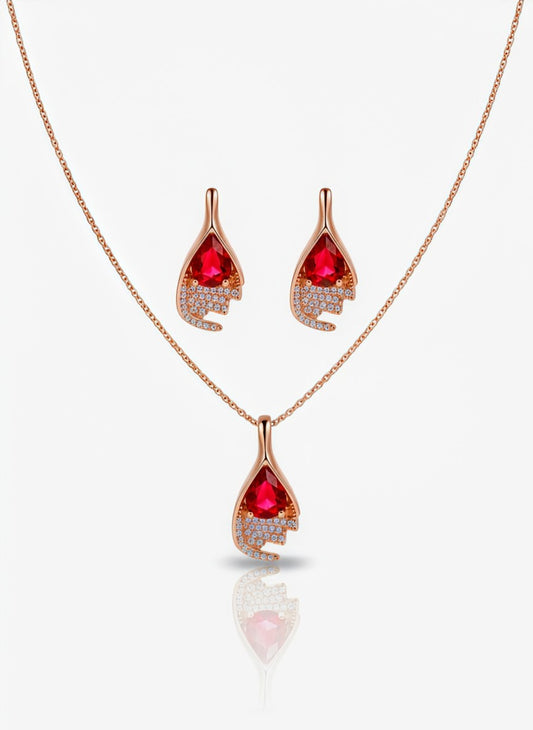 Rhinestone Pendant Necklace and Earrings