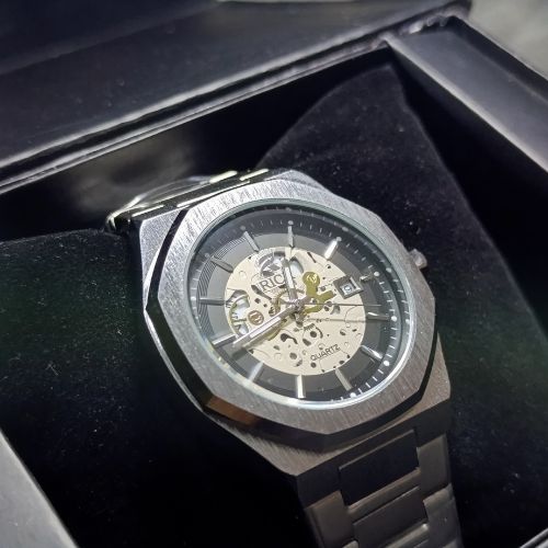  Luminous hands and hour markers on Rick Skeleton Stainless Steel Watch