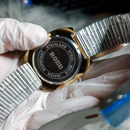 Rodd Classic Gold Dial Watch worn on wrist in a formal lifestyle setting
