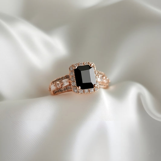 Stylish Golden Ring With Black stone